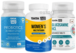 Combo Pack of Tata 1mg Women's Multivitamin Advanced Tablet (60), Glucosamine HCL Advanced Tablet (60) and Probiotics 30 Billion CFUs+ Capsule (60)