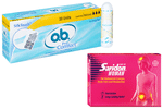 Combo Pack of O.b. Silk Touch Pro Comfort Tampons Regular (20) and  Saridon Woman Tablet (5)