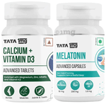 Combo Pack of Tata 1mg Calcium + Vitamin D3 Advanced Tablets (60) & Melatonin Advanced Capsules (30)