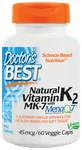 Doctor's Best Natural Vitamin K2 with MK 7, 45mcg Veggie Caps | For Healthy Bones & Soft Tissue