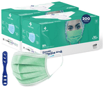Care View 3 Ply Disposable Surgical Mask with Built In Metal Nose Pin and 1 Melt Blown Layer (50 Each) Green