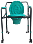 Amerey Folding Commode Chair Powder Coated with Plastic Wheels