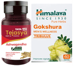 Combo Pack of Tata 1mg Tejasya Ashwagandha Capsule 500mg (60) & Himalaya Wellness Pure Herbs Gokshura Tablet (60)
