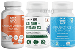 Combo Pack of Tata 1mg Calcium + Vitamin D3 Advanced Tablet (60), Salmon Omega 3 Fish Oil Capsule (60) and Probiotics 30 Billion CFUs+ Capsule (60)
