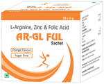 AR-GL FUL L-Arginine, Zinc & Folic Acid Sachet | Sugar-Free | Flavour Orange