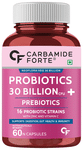 Carbamide Forte Probiotics 30 Billion CFU + Prebiotics 100mg | Vegetarian Capsule for Gut Health, Digestion & Immunity
