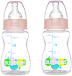 Bubbles Standard Neck BPA Free Baby Feeding Bottle with Extra Nipple (125ml Each) Pink 0+ Months
