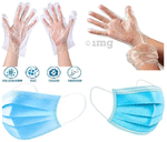 Fine Morning Pharma Combo Pack of Disposable 3 Ply Surgical Face Mask with Nosepin and Transparent Disposable Plastic Hand Gloves (100 Each)