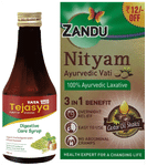 Combo Pack of Tata 1mg Tejasya Digestive Care Syrup (200ml) & Zandu Nityam Tablet (30)