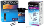 Combo Pack of One Touch 2 Box of Ultra Test Strip (50 Each) & 2 Box of Ultrasoft Lancet (25 Each)