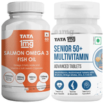 Combo Pack of Tata 1mg Senior 50+ Multivitamin Advanced Tablets & Salmon Omega 3 Fish Oil Capsule (60 Each)