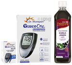 Combo Pack of Dr Morepen BG 03 Gluco One Glucose Monitoring System Glucometer with Gluco One BG 03 Blood Glucose 25 Test Strip & Tata 1mg Tejasya Karela Jamun Juice (1Ltr)