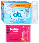 Combo Pack of O.b. Silk Touch Pro Comfort Tampons Super(10) and Saridon Woman Tablet (5)