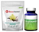 Advance Nutratech Combo Pack of Bulk Amino Whey Protein Concentrate 80% Dutch Vanilla 500gm and Glutamine Supplement Powder 100gm Unflavored