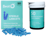 BeatO Curv Combo Pack of Blood Glucose Test Strips & Lancets (50 Each)