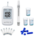Aspen Gluco Chek Blood Glucose Glucometer Kit with 25 + 100 Strips, 10 Lancets and A Lancing Device Free