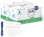 Care View CV2992 Sitra Approved 3 Ply Colored Disposable Surgical Mask with Built in Metal Nose Pin and 1 Melt Blown Layer (50 Each) White