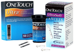 Combo Pack of One Touch 2 Box of Ultra Test Strip (50 Each) & 4 Box of Ultrasoft Lancet (25 Each)