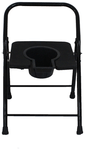 Fidelis Adjustable U Shaped Back Rest Commode Stool without Pot Universal Black