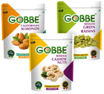 Gobbe Combo Pack of Almonds + Cashew + Green Raisins (200gm Each)