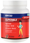 Gritzo SuperMilk for Active Kids, Protein Powder for Kids, High Protein (6 g), DHA, Calcium + D3, 21 Nutrients, No Refined Sugar, 100% Natural Double Chocolate Flavour