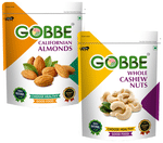 Gobbe Combo Pack of Californian Almonds & Whole Cashew Nuts - Badam & Kaju (200gm Each)