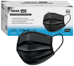 3 Ply Surgical Mask with Meltblown Filter and Nose Pin 50 Mask Black | by Tata 1mg Black