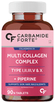 Carbamide Forte Multi Collagen Complex Type + Piperine | For Skin, Hair, Nails & Joints | Tablet