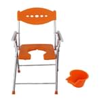 Fidelis Commode Chair U Shape with Metal Arm,Pot and  Back Hole Universal Orange