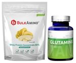 Advance Nutratech Combo of BulkAmino Whey Protein Concentrate 80% Banana Split 500gm and Glutamine Supplement Powder 100gm Unflavored