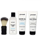 Groomd Combo Pack of Shaving Brush, Post Shave Balm for Men 120ml, Shaving Gel for Men 100ml, Revitalising Face Wash for Men 100ml