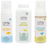 Citta Combo Pack of Tender Foaming Baby Wash 150ml, Gentle Foaming Baby Shampoo 150ml & Soothing Talc-Free Baby Powder 200gm
