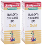 Baidyanath (Jhansi) Trailokya Chintamani Ras with Gold (10 Each)