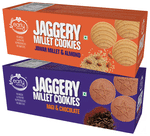 Early Foods Combo Pack of Jaggery Millet Cookies Jowar Millet & Almond and Jaggery MIllet Cookies Ragi & Chocolate (150gm Each)