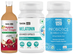 Combo Pack of Tata 1mg Melatonin 10 mg Advance Capsule (30),Probiotics 30 Billion CFUs+ Capsule (60) & Organic Apple Cider Vinegar (500ml)