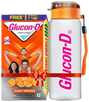 Glucon-D with Glucose, Calcium, Vitamin C & Sucrose | Nutrition Booster Tangy Orange with Sipper Free