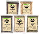 Farmup Combo Pack of Watermelon Seeds, Pumpkin Seeds,Flax Seeds,Chia Seeds,Sunflower Seeds (200gm Each)