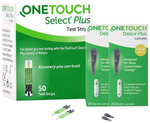 Combo Pack of OneTouch Select Plus 50 Test Strip & 2 Pack of OneTouch Delica Plus 25 Lancet