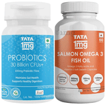 Combo Pack of Tata 1mg Salmon Omega 3 Fish Oil Capsule (60) & Probiotics 30 Billion CFUs+ Capsule (60)