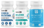 Combo Pack of Tata 1mg Senior 50+ Multivitamin & Multimineral Advanced Tablet(60),Melatonin 10mg Vegetarian Capsule &Probiotics 30 Billion CFUs+ Capsule (30)