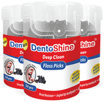 DentoShine Deep Clean Floss Picks (50 Each) with Charcoal Extract