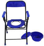 Fidelis Commode Chair O Shape with Plastic Arm & Pot Universal Blue
