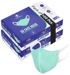 Care View 3 Dimensional Disposable Face Mask with 4 Layered Filtration and Soft Non-Woven Spandex Ear Loops Green