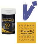 Control D Combo Pack of 50 Test Strips, 50 Alcohol Swabs and 50 Lancets