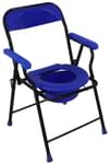 Fidelis Commode Chair U Shape with Plastic Arm & Pot Universal Blue