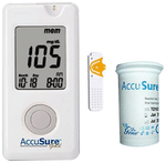 AccuSure Gold Blood Glucose Monitoring System Glucometer with 10 Strips