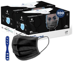 Care View CV2992 Sitra Approved 3 Ply Colored Disposable Surgical Mask with Built in Metal Nose Pin and 1 Melt Blown Layer (50 Each) Black