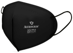 Aerogrid FFP2 Premium 6 Layer N95 Mask with Headband Converter Strip Black with Black Ear Loop