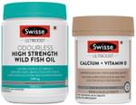 General Wellness Combo-Swisse Ultiboost Odourless High Strength Wild Fish Oil 1500mg 200 Capsule & Calcium+Vitamin D 90 Tablet
