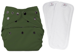 Bumberry Adjustable Reusable Cloth Diaper Cover with 2 Wet Free Insert For Babies Olive